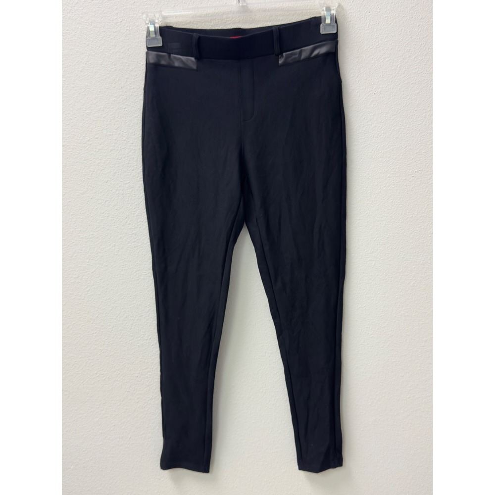 Butterfly by Maze Collection Ponte Leggings Women M Black Good Faux Leather Trim